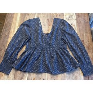 Madewell Woman's Sz Small Tie-Back Peplum Top in Campden Daisies